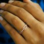 14k Solid Gold 1mm Dainty Band Diamond Thin Skinny Wedding Band Stack Ring Gift.