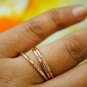14k Solid Gold 1mm Dainty Band Diamond Thin Skinny Wedding Band Stack Ring Gift.