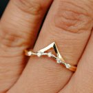 Double Chevron Diamond Ring 14k Solid Gold Tiara Crown Ring Bridal Wedding Ring.
