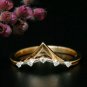 Double Chevron Diamond Ring 14k Solid Gold Tiara Crown Ring Bridal Wedding Ring.