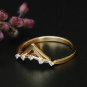 Double Chevron Diamond Ring 14k Solid Gold Tiara Crown Ring Bridal Wedding Ring.