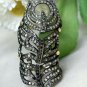 Pave Diamond Peacock Feather Ring 925 Silver Knuckle Ring 14k Gold Gift Ring.