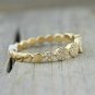 14k Solid Gold Diamond Dainty Round Eternity Band Anniversary Couple Ring Band N