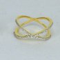 Pave Diamond Crossover Ring 14k Gold Diamond Cross Ring Proposal Ring Gift Charm