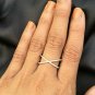 Pave Diamond Crossover Ring 14k Gold Diamond Cross Ring Proposal Ring Gift Charm