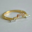 Unique Chevron Wedding Ring 14k Gold Natural Diamond 3 Tone Geometric Ring Band. Unique Chevron Wedding Ring 14k Gold Natural Diamond 3 Tone Geometric Ring Band.