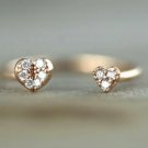 Solid 14k Gold Diamond Open Heart Ring Wedding Stack Ring Promise Ring Jewelry. Solid 14k Gold Diamond Open Heart Ring Wedding Stack Ring Promise Ring Jewelry.