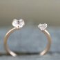 Solid 14k Gold Diamond Open Heart Ring Wedding Stack Ring Promise Ring Jewelry.