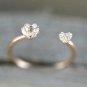 Solid 14k Gold Diamond Open Heart Ring Wedding Stack Ring Promise Ring Jewelry.