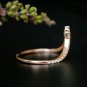 Diamond Wedding Band Deep Chevron V Ring 14k Solid Gold Stack Ring Diamond Band.