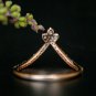 Diamond Wedding Band Deep Chevron V Ring 14k Solid Gold Stack Ring Diamond Band.