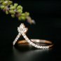 Diamond Wedding Band Deep Chevron V Ring 14k Solid Gold Stack Ring Diamond Band.