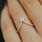 Diamond Wedding Band Deep Chevron V Ring 14k Solid Gold Stack Ring Diamond Band.