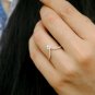 Diamond Wedding Band Deep Chevron V Ring 14k Solid Gold Stack Ring Diamond Band.