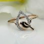 14k Solid Gold Diamond Sparrow Bird Ring Diamond Peace Ring Band Birthday Gift.
