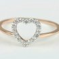 Natural Pave Diamond Double Heart Shape Stackable Band Ring 14k Gold WeddingRing