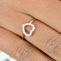 Natural Pave Diamond Double Heart Shape Stackable Band Ring 14k Gold WeddingRing