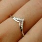 Double Chevron Ring 14k Gold Stackable Natural Diamond Band Wedding Bridal Ring.