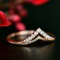 Double Chevron Ring 14k Gold Stackable Natural Diamond Band Wedding Bridal Ring.