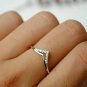 Double Chevron Ring 14k Gold Stackable Natural Diamond Band Wedding Bridal Ring.