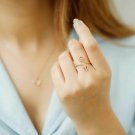 Double Heart Statement Ring 14k Solid Gold Diamond Ring Band Graduation Gift. Double Heart Statement Ring 14k Solid Gold Diamond Ring Band Graduation Gift.