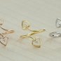 Double Heart Statement Ring 14k Solid Gold Diamond Ring Band Graduation Gift.