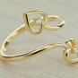 Double Heart Statement Ring 14k Solid Gold Diamond Ring Band Graduation Gift.