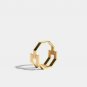 Triple Octagon Gold Ring 14k Solid Gold Ring Minimalist Geometric Design Ring.