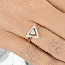 Diamond Triangle Shape Double Stackable Band Ring 14k Gold Wedding Ring Gift. Diamond Triangle Shape Double Stackable Band Ring 14k Gold Wedding Ring Gift.