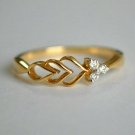 Trinity Diamond Cluster Filigree Band Ring 14k Gold Asymmetric Leaf Bud Ring.