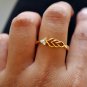 Trinity Diamond Cluster Filigree Band Ring 14k Gold Asymmetric Leaf Bud Ring.