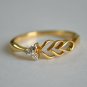 Trinity Diamond Cluster Filigree Band Ring 14k Gold Asymmetric Leaf Bud Ring.