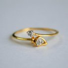 Dainty 14k Solid Gold Diamond Cross Over Leaf Ring Everyday Diamond Ring Gift.