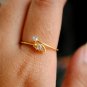 Dainty 14k Solid Gold Diamond Cross Over Leaf Ring Everyday Diamond Ring Gift.