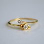 Dainty 14k Solid Gold Diamond Cross Over Leaf Ring Everyday Diamond Ring Gift.