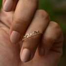 Dainty Diamond Filigree Band 14k Solid Gold Diamond Crown Wedding Band Gold Ring