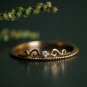 Dainty Diamond Filigree Band 14k Solid Gold Diamond Crown Wedding Band Gold Ring