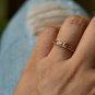 Dainty Diamond Filigree Band 14k Solid Gold Diamond Crown Wedding Band Gold Ring