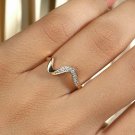 Sleek Wave Ring Diamond Wedding Ring Minimalist Diamond Engagement Ring Band.