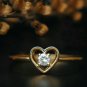 Dainty Heart Diamond Ring 14k Solid Gold Heart Shape Engagement Couples Ring.