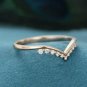 Diamond Curved Wedding Band 14k Solid Gold Women Chevron Bridal Wedding Ring.