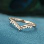 Diamond Curved Wedding Band 14k Solid Gold Women Chevron Bridal Wedding Ring.