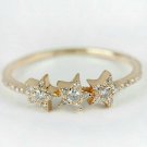 Natural Diamond Star Band 14k Gold Three Star Band Wedding Fine Jewelry For Her. Natural Diamond Star Band 14k Gold Three Star Band Wedding Fine Jewelry For Her.