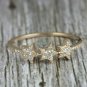 Natural Diamond Star Band 14k Gold Three Star Band Wedding Fine Jewelry For Her.
