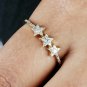Natural Diamond Star Band 14k Gold Three Star Band Wedding Fine Jewelry For Her.