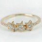 Natural Diamond Star Band 14k Gold Three Star Band Wedding Fine Jewelry For Her.