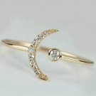 Diamond Crescent Moon Ring 14k Gold Bridal Jewelry Wedding Day Diamond Ring.