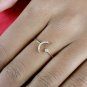 Diamond Crescent Moon Ring 14k Gold Bridal Jewelry Wedding Day Diamond Ring.