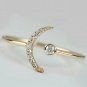 Diamond Crescent Moon Ring 14k Gold Bridal Jewelry Wedding Day Diamond Ring.