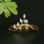 14k Solid Gold Leaf Chevron Wedding Statement Ring Gold Deep V Wedding Bands.